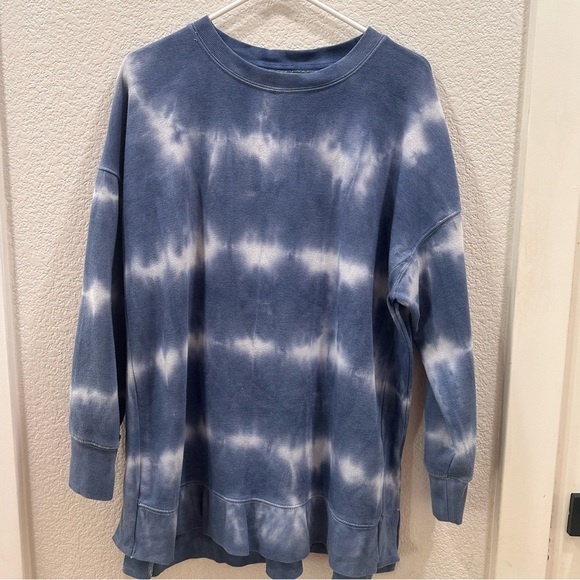 SO Sweaters - Blue Tie-Dye Striped Oversized Sweatshirt size L
